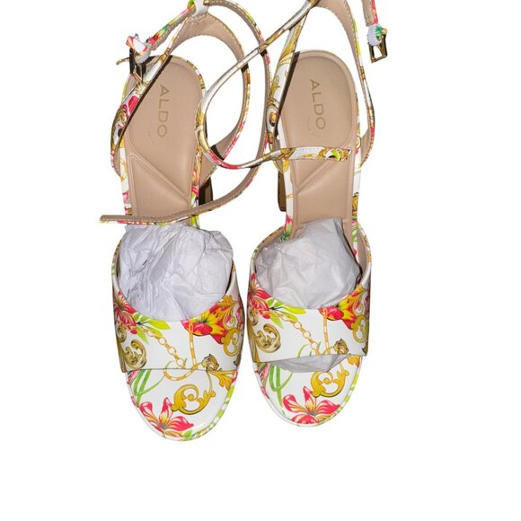 Aldo Aneissa Platform Sandals Size 9 US Multicolor Floral Pattern Sexy Shoes Y2K - Picture 2 of 10